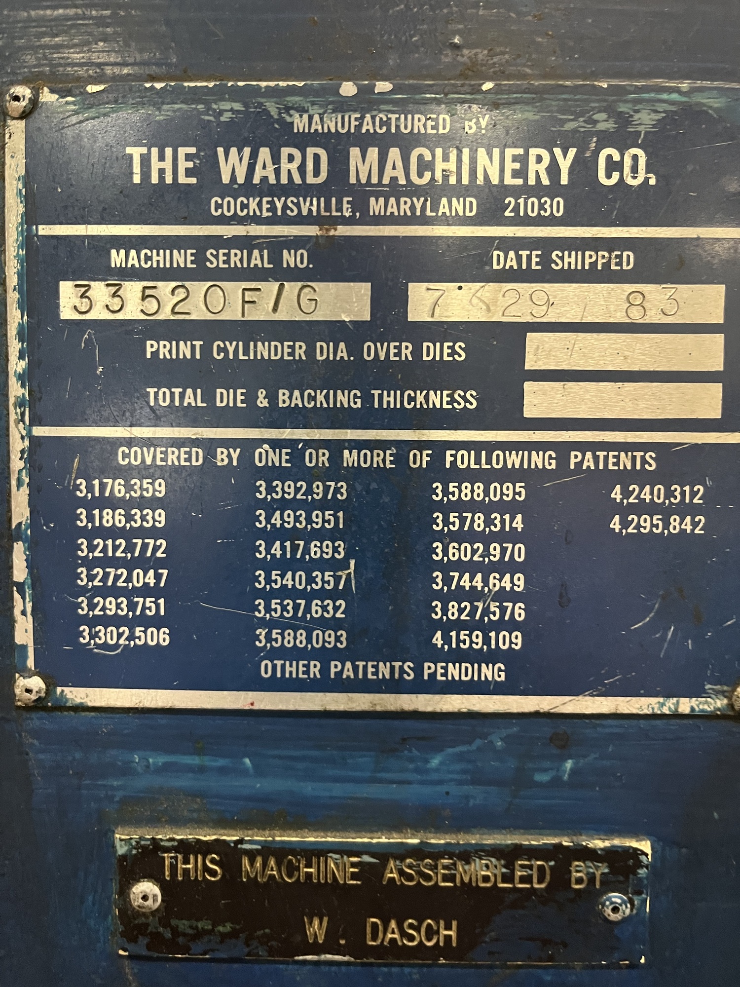 Ward Stock Machine For Sale: 66 x 125 Ward FFG – Thacker Sales Inc.